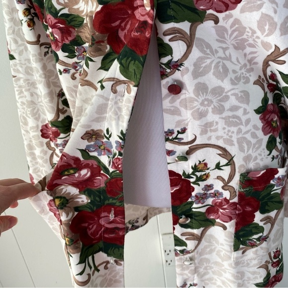 VTG 90s Capacity Knits Blazer Cardigan Floral Beige  Oversized Size Medium - Picture 14 of 16